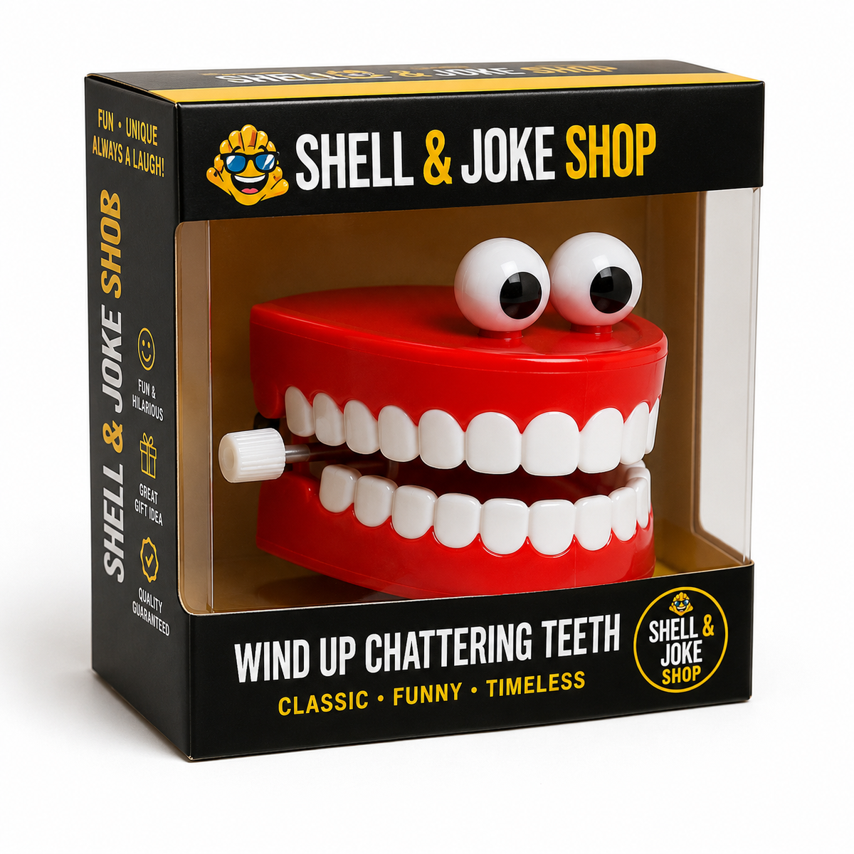 SHELL & JOKE SHOP Wind-Up Chattering Teeth – Classic Novelty Joke Toy